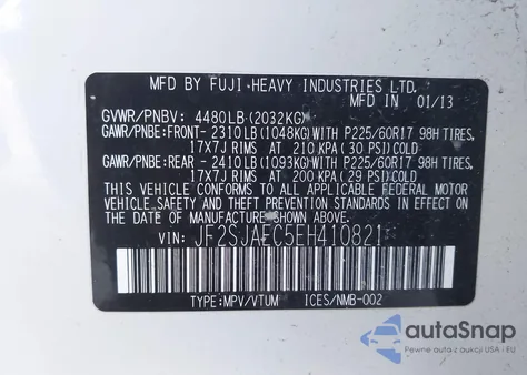 2014 Subaru Forester 2.5I Premium из США, поврежденный, VIN JF2SJAEC5EH410821